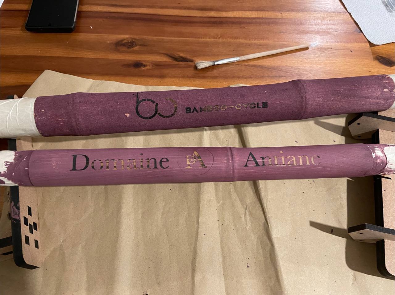 Bamboo tubes in painting stage